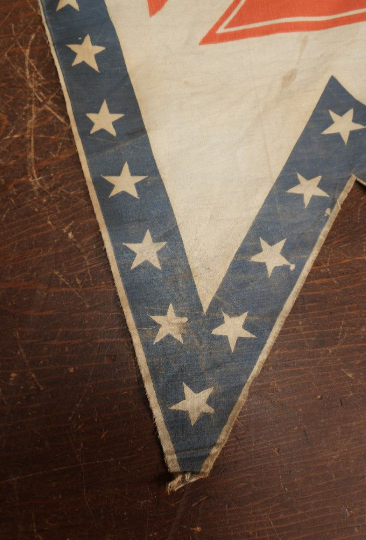 Lot 008 - Antique Circa 1876 U.S. Bicentennial Civil War Veteran Union Army, XIX Corps, 1st Division Parade Flag On Pole, Red Iron Cross Insignia, 40" Pole