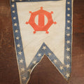 Lot 010 - Antique Circa 1876 U.S. Centennial Civil War Veteran Unknown Union Army Corps Parade Flag On Pole, Geometric Insignia, 40" Pole