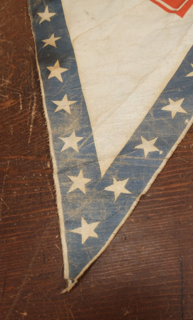 Lot 011 - Antique Circa 1876 U.S. Bicentennial Civil War Veteran Union Army, XXV Corps, 1st Division Parade Flag On Pole, Red Diamond Insignia, 40" Pole