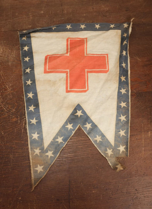 Lot 012 - Antique Circa 1876 U.S. Bicentennial Civil War Veteran Union Army, VI Corps, 1st Division Parade Flag, No Pole, Red Cross Insignia