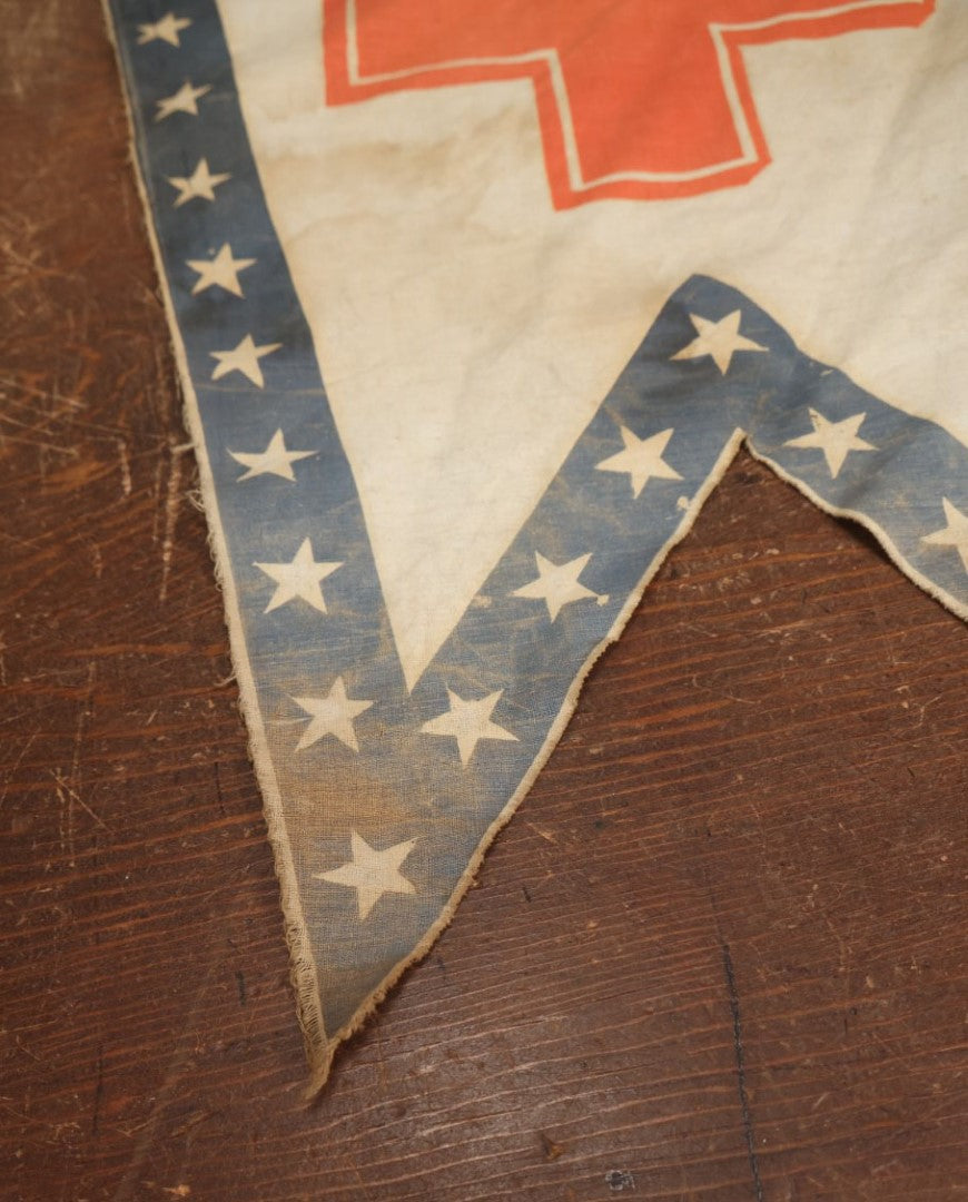 Lot 012 - Antique Circa 1876 U.S. Bicentennial Civil War Veteran Union Army, VI Corps, 1st Division Parade Flag, No Pole, Red Cross Insignia