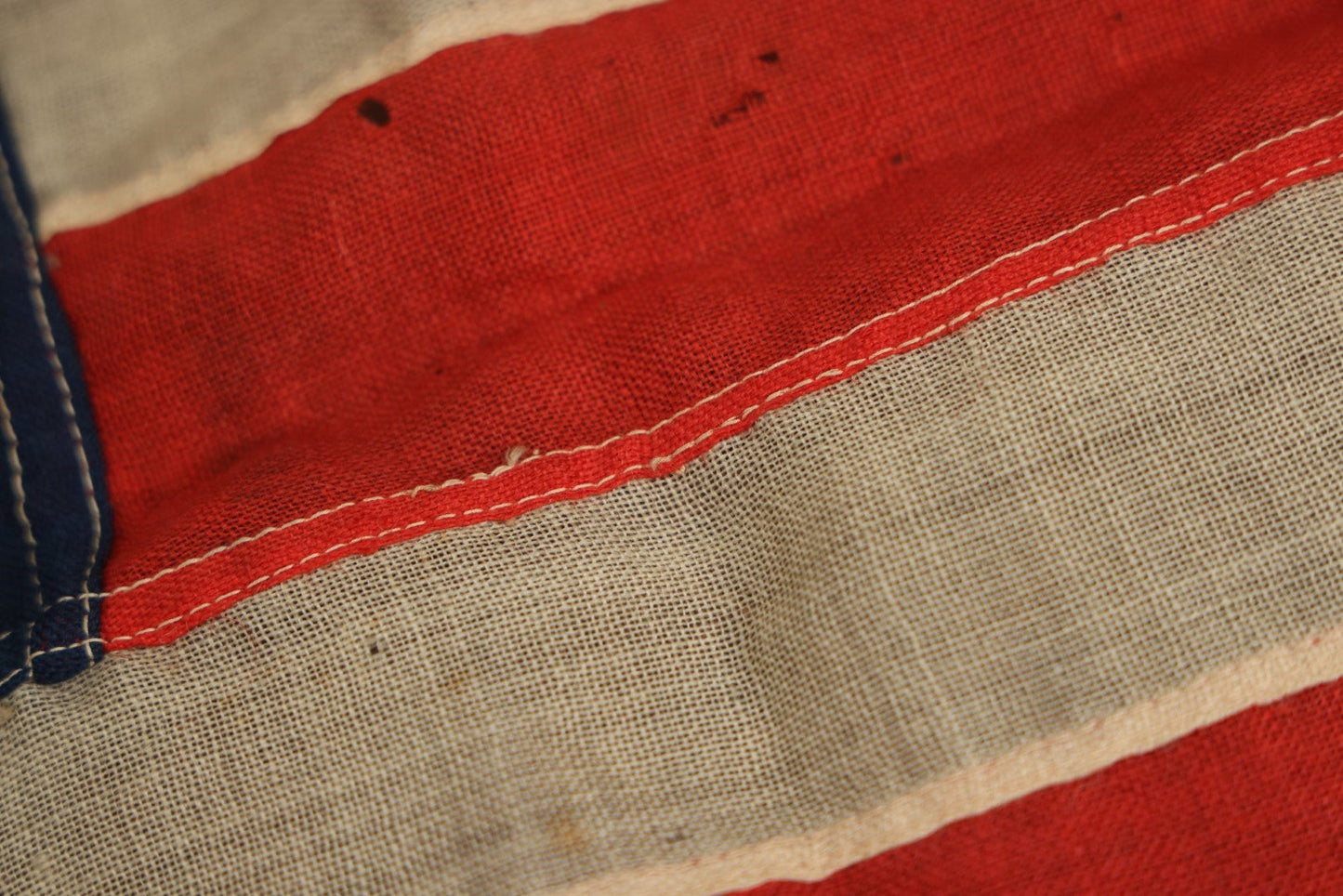 Lot 013 - Antique Hand Sewn United States Thirteen Star Flag, Circa Late 19th Century, Signed G.B. Cook., Note Various Holes And Wear 