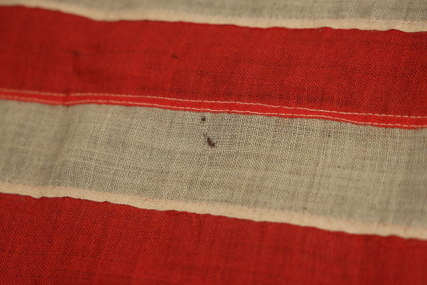 Lot 013 - Antique Hand Sewn United States Thirteen Star Flag, Circa Late 19th Century, Signed G.B. Cook., Note Various Holes And Wear 