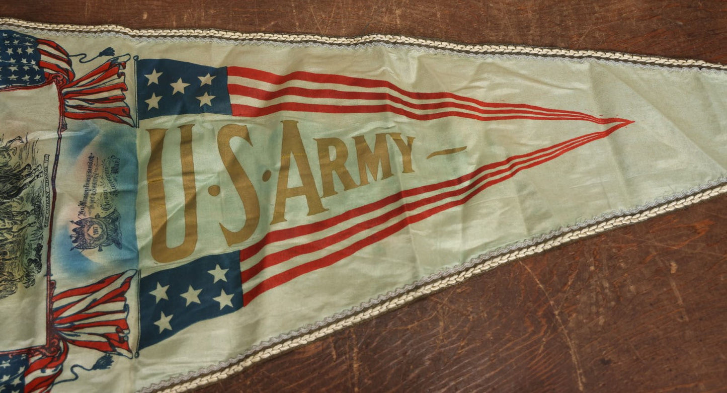 Lot 014 - Antique World War One United States Army Pennant, "In Memory To My Service To My Country, German American War, 1917," With Brass Hand Grommets