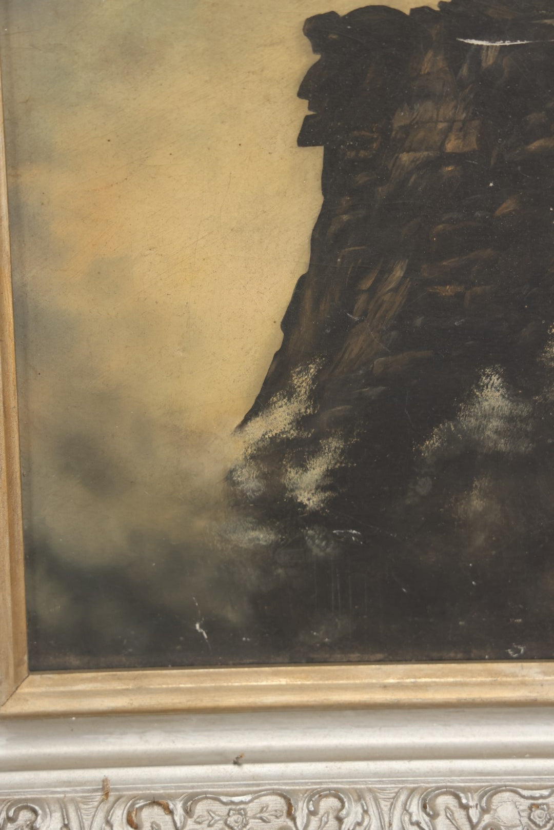 Lot 015 - Antique Painting On Board Of The Old Man In The Mountain, Cannon Mountain, Franconia Notch, New Hampshire, In Frame, 11" x 13-5/8"