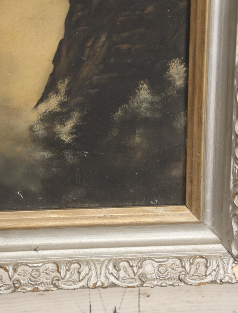 Lot 015 - Antique Painting On Board Of The Old Man In The Mountain, Cannon Mountain, Franconia Notch, New Hampshire, In Frame, 11" x 13-5/8"