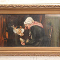 Lot 017 - Antique Late 19th Century Oil On Canvas Painting After Harry Roseland's "Tender Memories" In Frame, Artist Signed M.J. Schantz, 20" x 12-7/8"