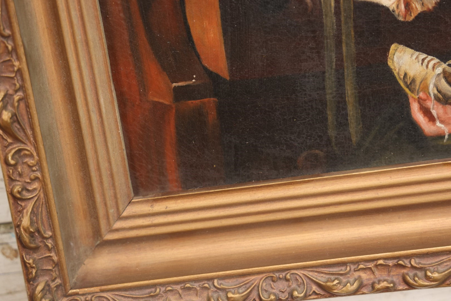 Lot 017 - Antique Late 19th Century Oil On Canvas Painting After Harry Roseland's "Tender Memories" In Frame, Artist Signed M.J. Schantz, 20" x 12-7/8"