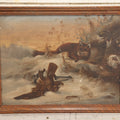 Lot 018 - Antique Late 19th Century Oil On Canvas Painting Of A Fox Hunting A Bird Stuck In A Game Trap, In Frame, Artist Signed And Dated W. Johnson 1891, 17-1/2" x 13-1/2"