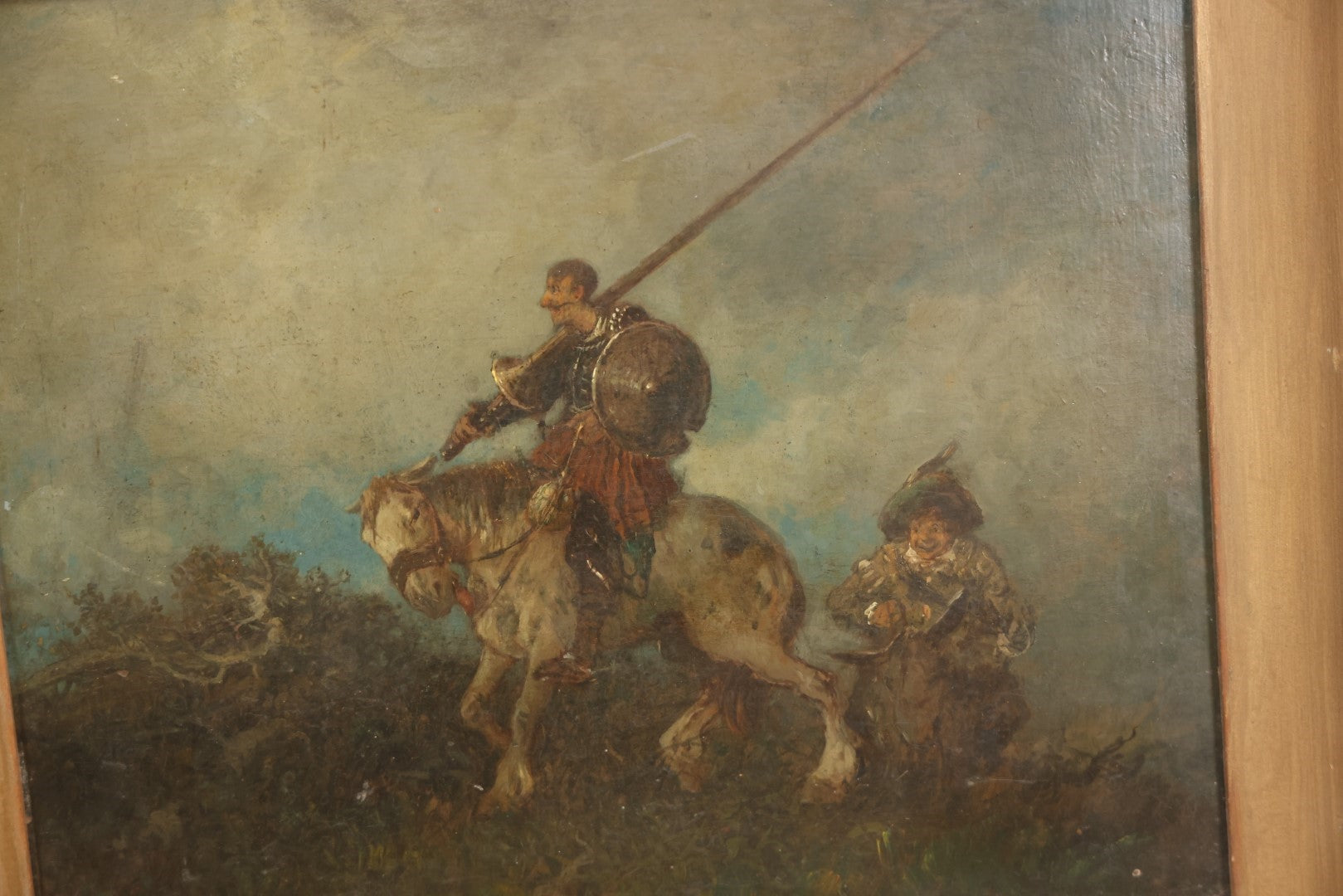 Lot 019 - Antique Late 19th Century Artwork On Brittle Paper, Appears To Be Painting, Of Don Quixote, Possibly By Or After Otto Fedder (German, 1873-1918), See Notes And Photos, 15-1/2" x 13-1/2"