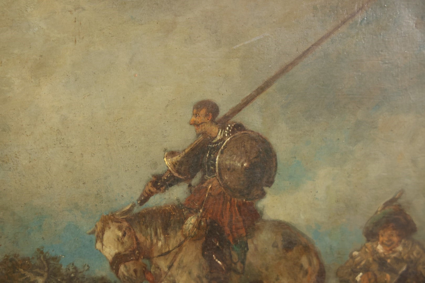 Lot 019 - Antique Late 19th Century Artwork On Brittle Paper, Appears To Be Painting, Of Don Quixote, Possibly By Or After Otto Fedder (German, 1873-1918), See Notes And Photos, 15-1/2" x 13-1/2"