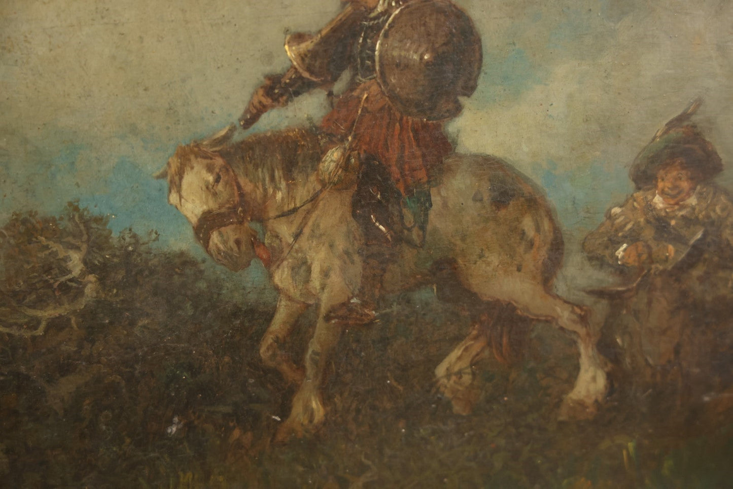 Lot 019 - Antique Late 19th Century Artwork On Brittle Paper, Appears To Be Painting, Of Don Quixote, Possibly By Or After Otto Fedder (German, 1873-1918), See Notes And Photos, 15-1/2" x 13-1/2"