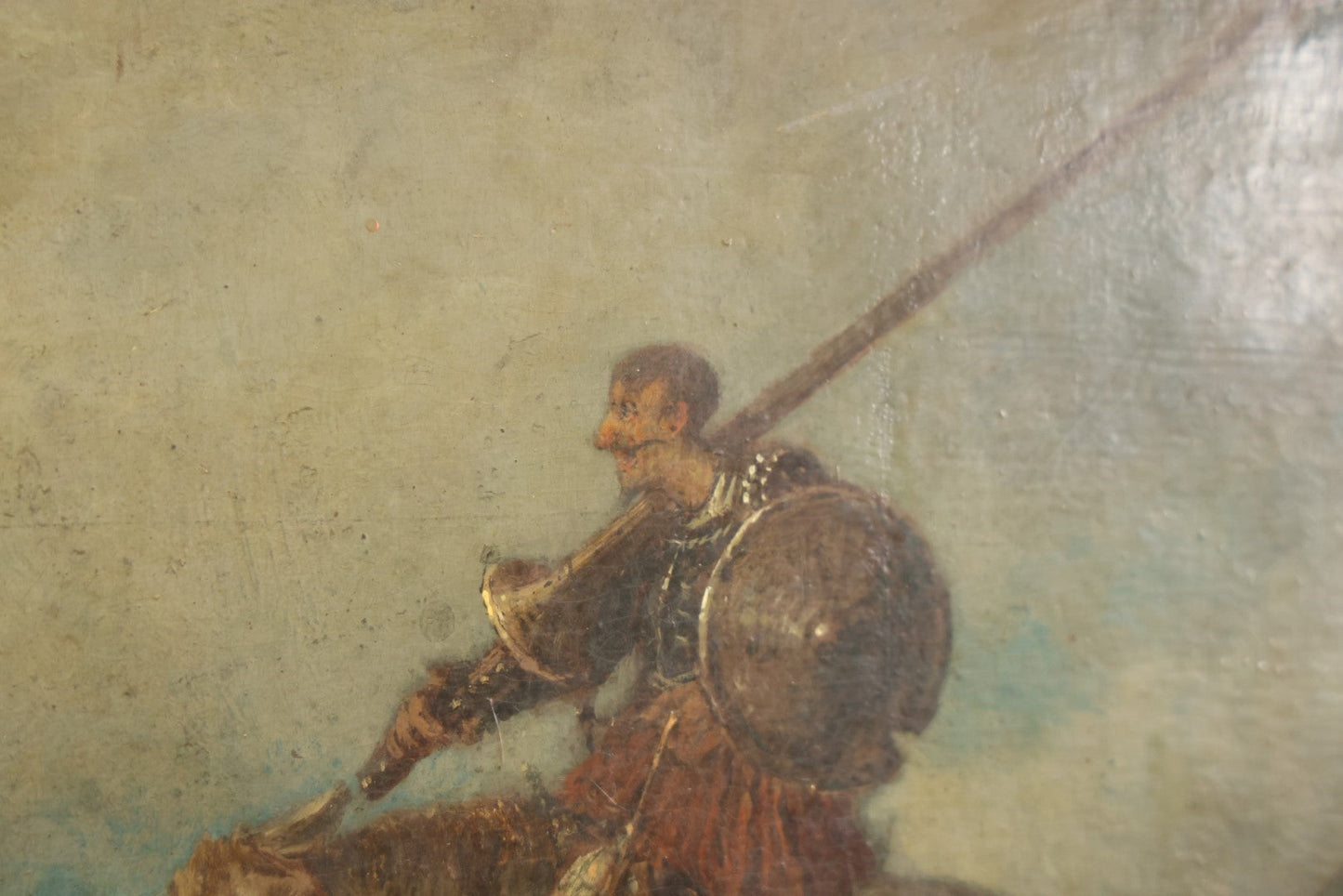 Lot 019 - Antique Late 19th Century Artwork On Brittle Paper, Appears To Be Painting, Of Don Quixote, Possibly By Or After Otto Fedder (German, 1873-1918), See Notes And Photos, 15-1/2" x 13-1/2"