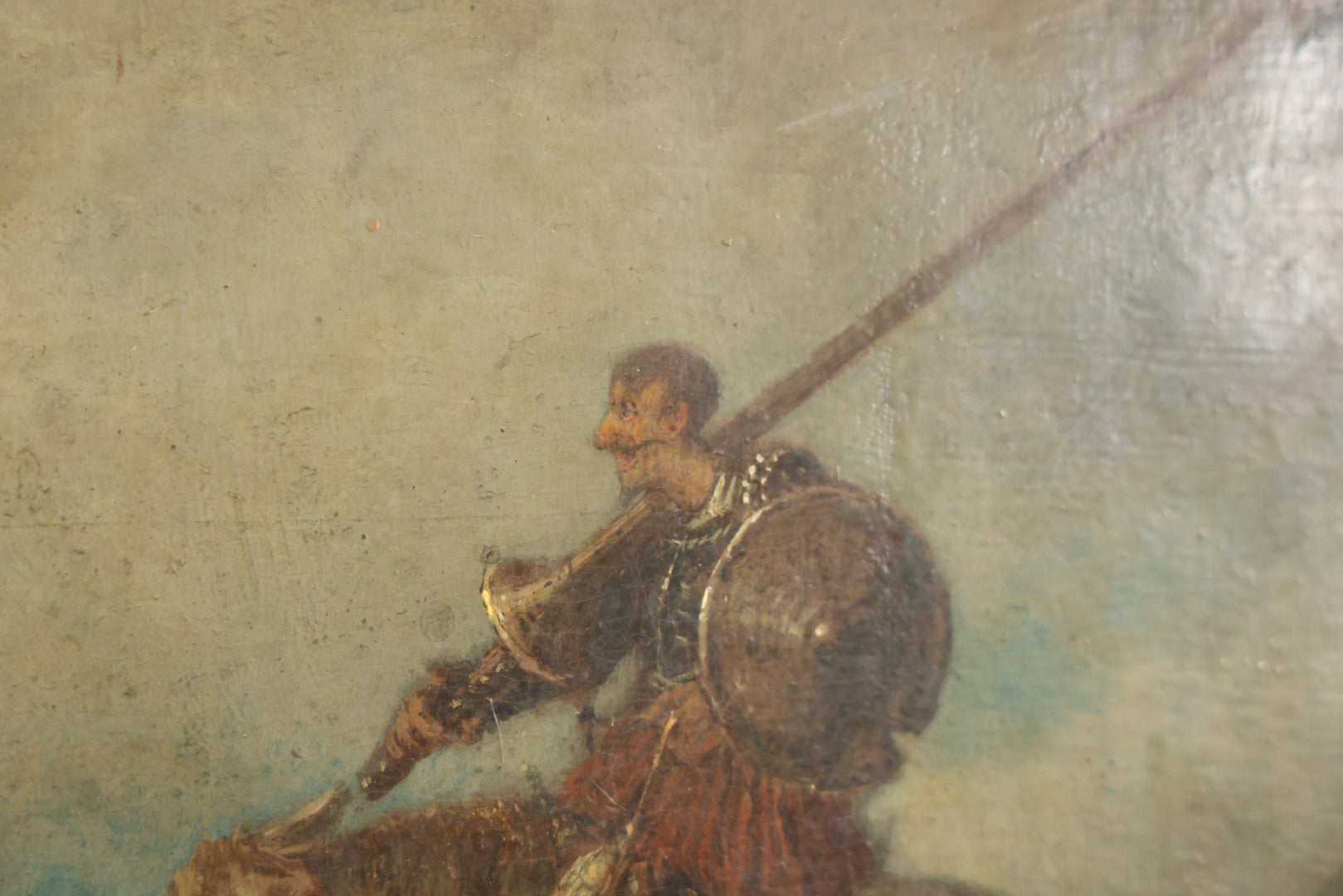 Lot 019 - Antique Late 19th Century Artwork On Brittle Paper, Appears To Be Painting, Of Don Quixote, Possibly By Or After Otto Fedder (German, 1873-1918), See Notes And Photos, 15-1/2" x 13-1/2"