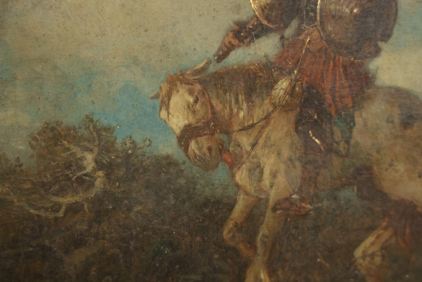 Lot 019 - Antique Late 19th Century Artwork On Brittle Paper, Appears To Be Painting, Of Don Quixote, Possibly By Or After Otto Fedder (German, 1873-1918), See Notes And Photos, 15-1/2" x 13-1/2"