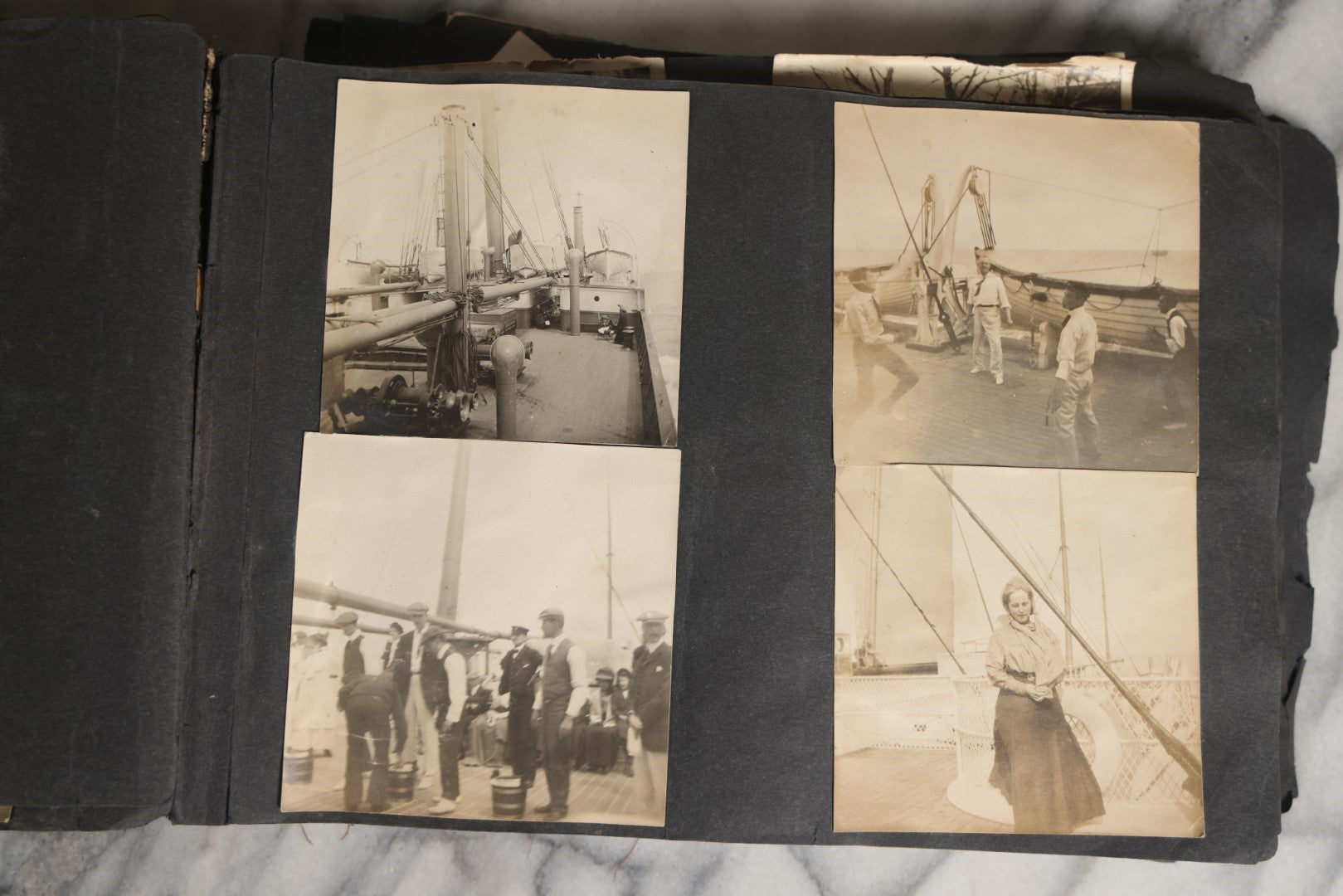 Lot 026 - Antique Early 20th Century Snapshot Photo Album With Many Photos Including Horse Drawn Sleighs, Carriages, Dogs And Pets, And More, Travel Photos, Netherlands, Circa 1910