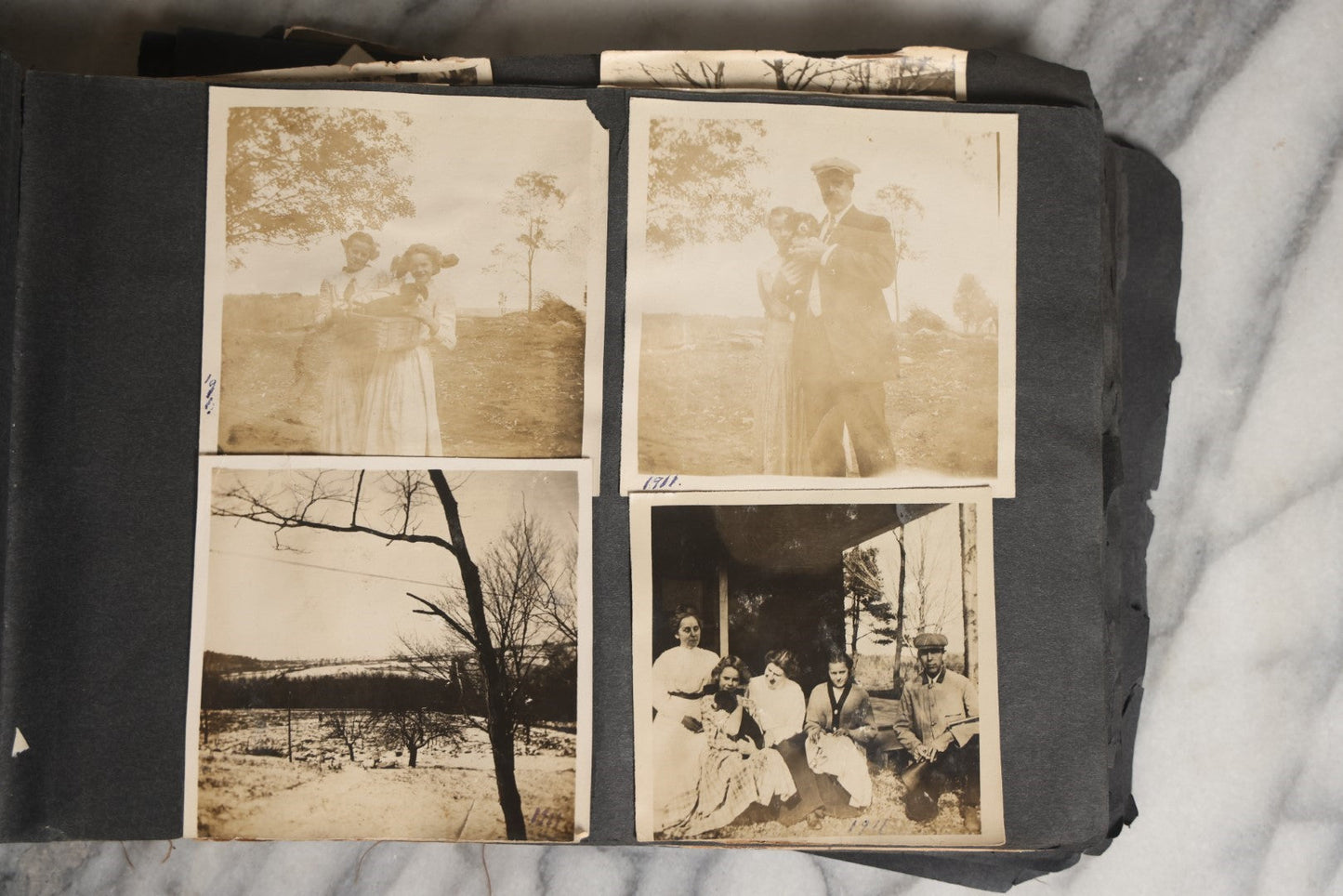 Lot 026 - Antique Early 20th Century Snapshot Photo Album With Many Photos Including Horse Drawn Sleighs, Carriages, Dogs And Pets, And More, Travel Photos, Netherlands, Circa 1910