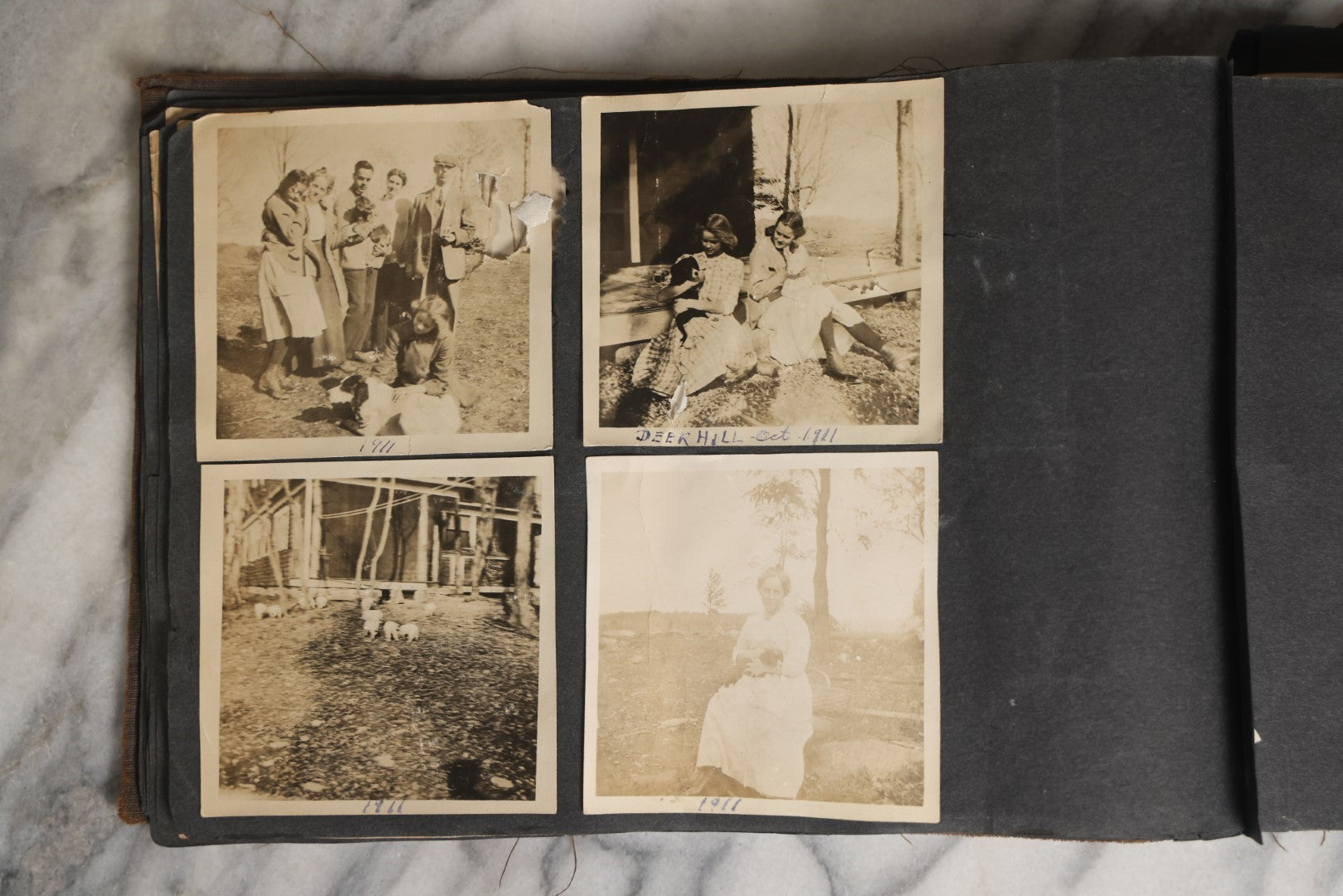 Lot 026 - Antique Early 20th Century Snapshot Photo Album With Many Photos Including Horse Drawn Sleighs, Carriages, Dogs And Pets, And More, Travel Photos, Netherlands, Circa 1910