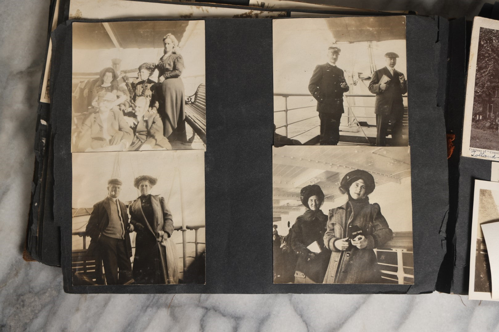 Lot 026 - Antique Early 20th Century Snapshot Photo Album With Many Photos Including Horse Drawn Sleighs, Carriages, Dogs And Pets, And More, Travel Photos, Netherlands, Circa 1910