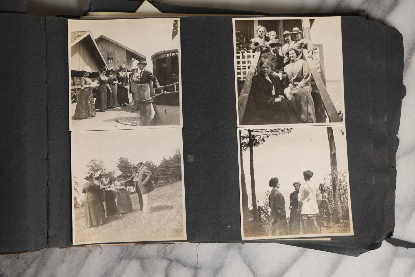 Lot 026 - Antique Early 20th Century Snapshot Photo Album With Many Photos Including Horse Drawn Sleighs, Carriages, Dogs And Pets, And More, Travel Photos, Netherlands, Circa 1910