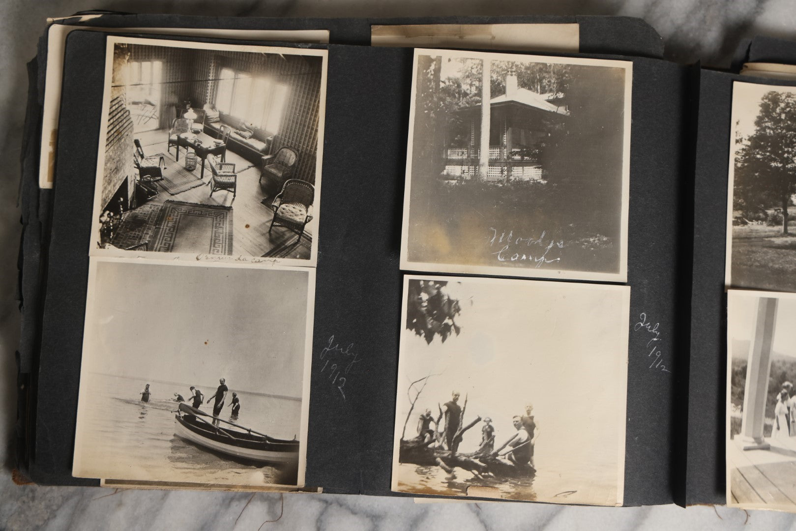 Lot 026 - Antique Early 20th Century Snapshot Photo Album With Many Photos Including Horse Drawn Sleighs, Carriages, Dogs And Pets, And More, Travel Photos, Netherlands, Circa 1910