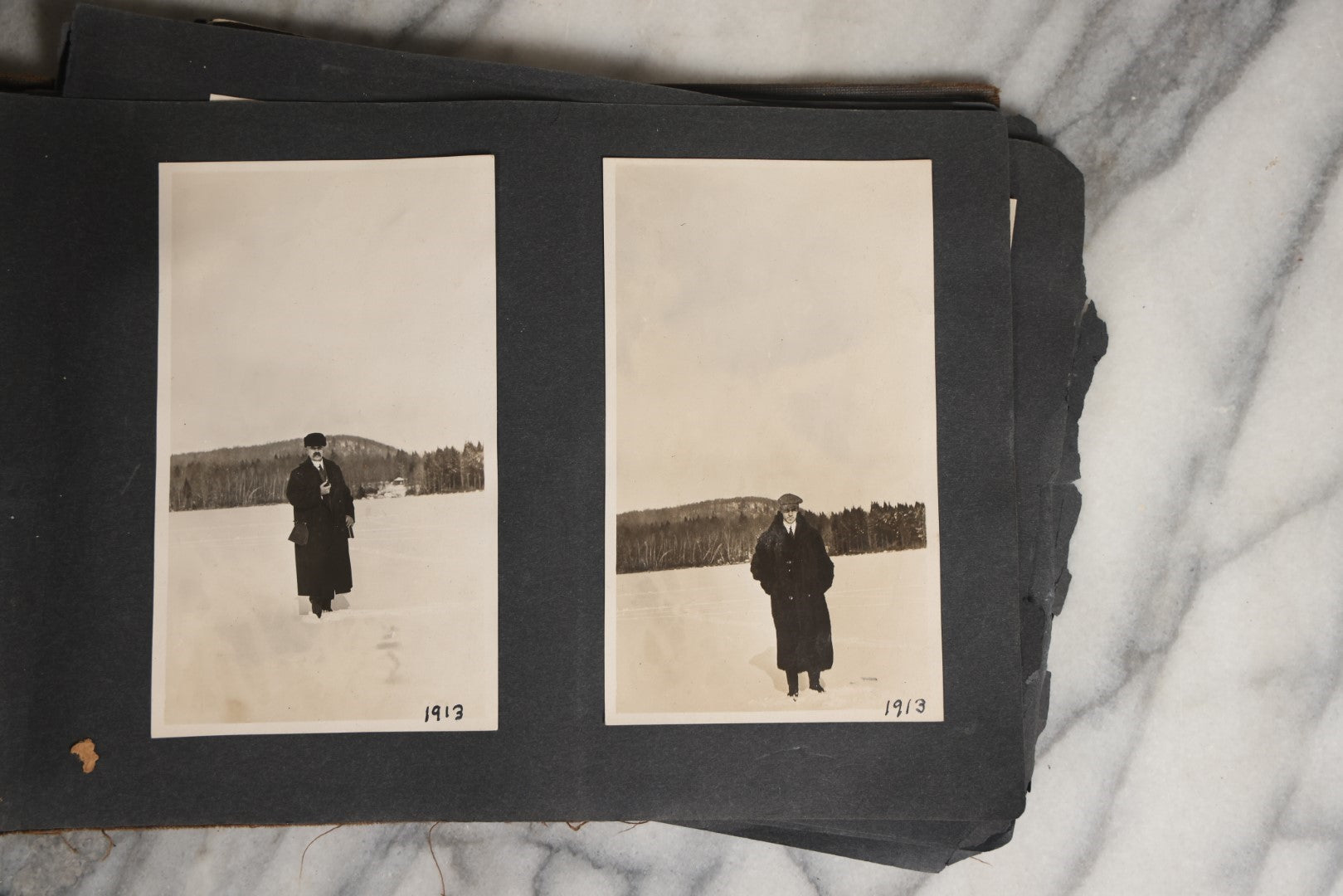 Lot 026 - Antique Early 20th Century Snapshot Photo Album With Many Photos Including Horse Drawn Sleighs, Carriages, Dogs And Pets, And More, Travel Photos, Netherlands, Circa 1910