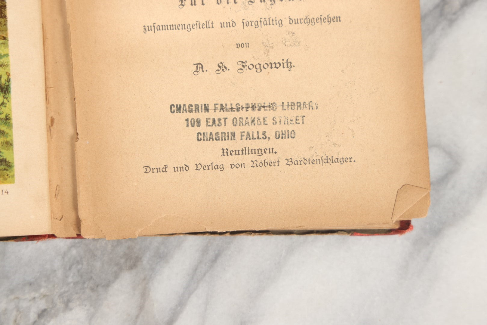 Lot 034 - "In The Realm Of Fable, A Selection Of The Best Fables And Parables (By Aesop, Lessing, Gleim, Lafontaine, Curtmann And Many Others)" Illustrated Antique German Fable Book