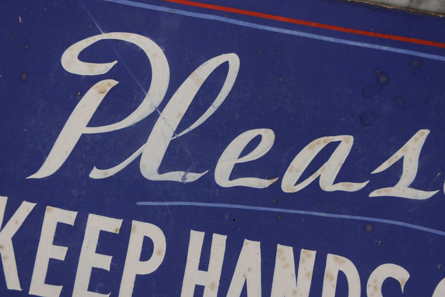 Lot 038 - "Please Keep Hands Off All Specimens" Vintage Hand Painted Paper Board Sign, Likely From A Museum