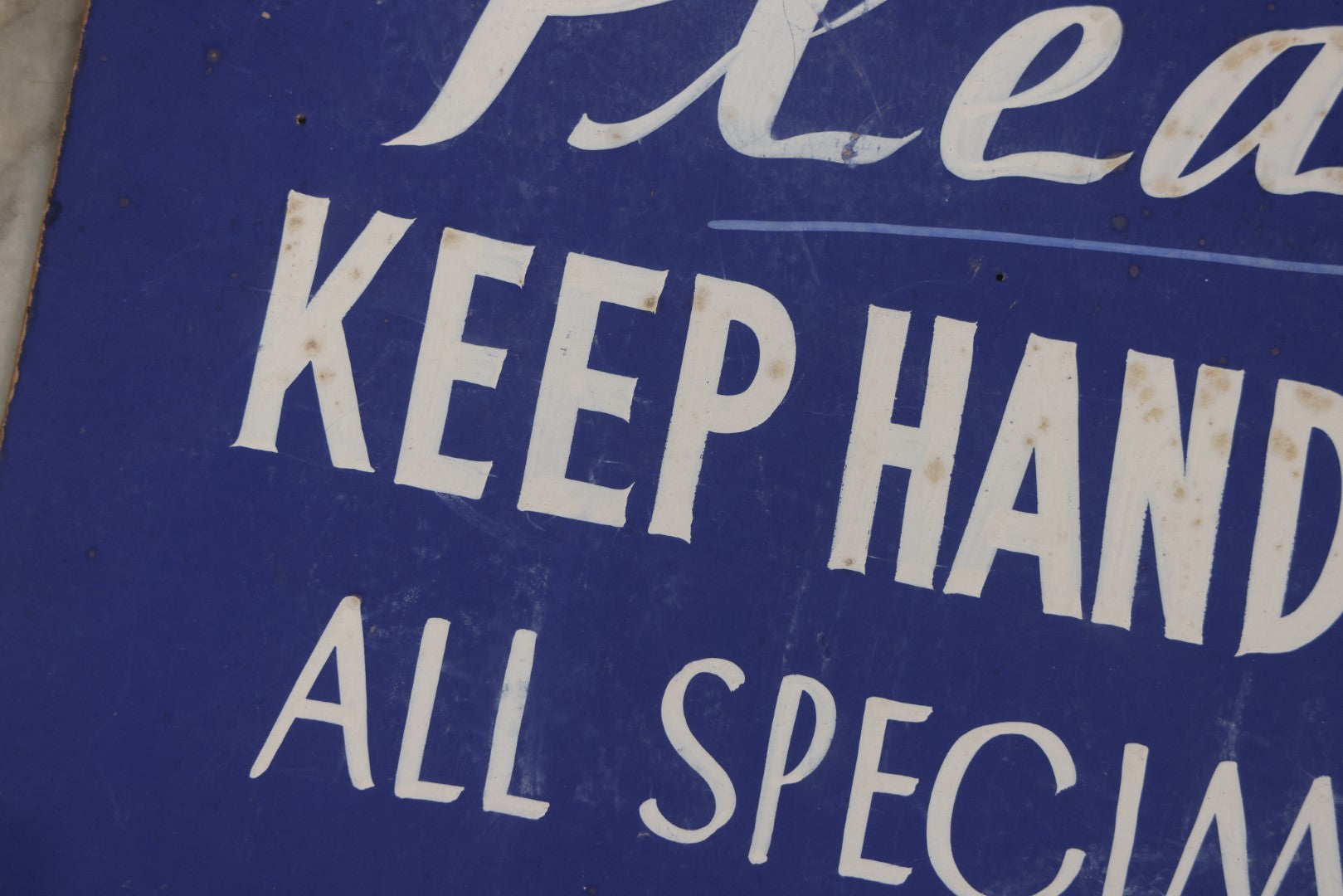 Lot 038 - "Please Keep Hands Off All Specimens" Vintage Hand Painted Paper Board Sign, Likely From A Museum