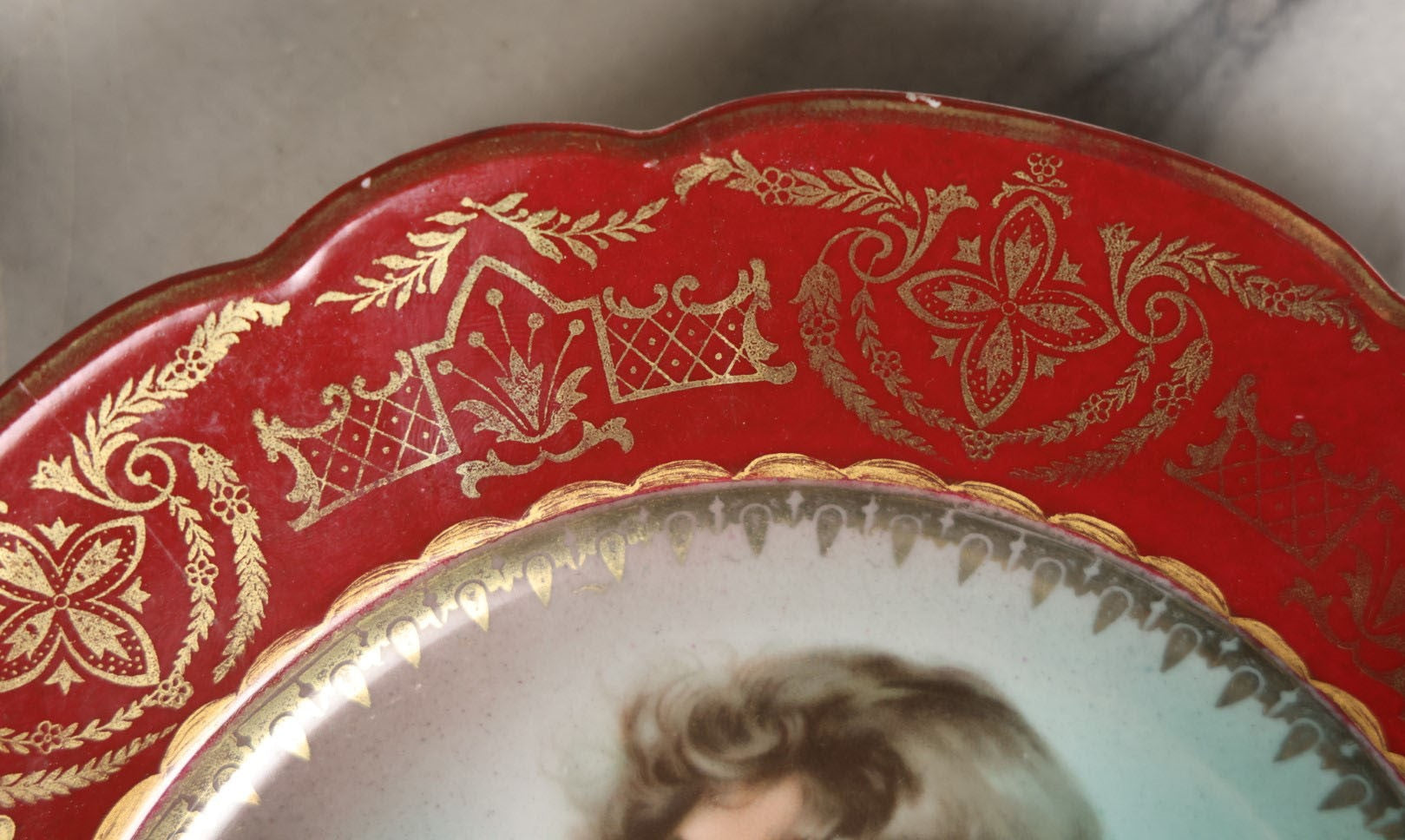 Lot 043 - Antique Austrian Decorative Porcelain Plate With Image Of Beautiful Woman, Constance, Marked M.Z., Note Chip And Hairlines