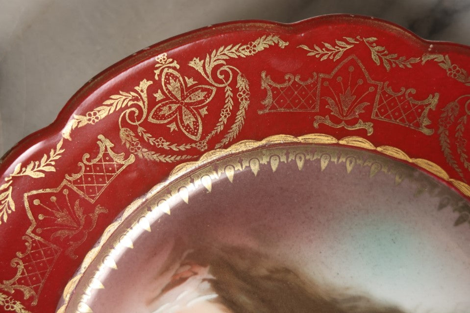 Lot 043 - Antique Austrian Decorative Porcelain Plate With Image Of Beautiful Woman, Constance, Marked M.Z., Note Chip And Hairlines