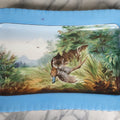 Lot 045 - Antique Hand Painted Decorative Serving Platter With A Cat Hunting A Pheasant, Unmarked