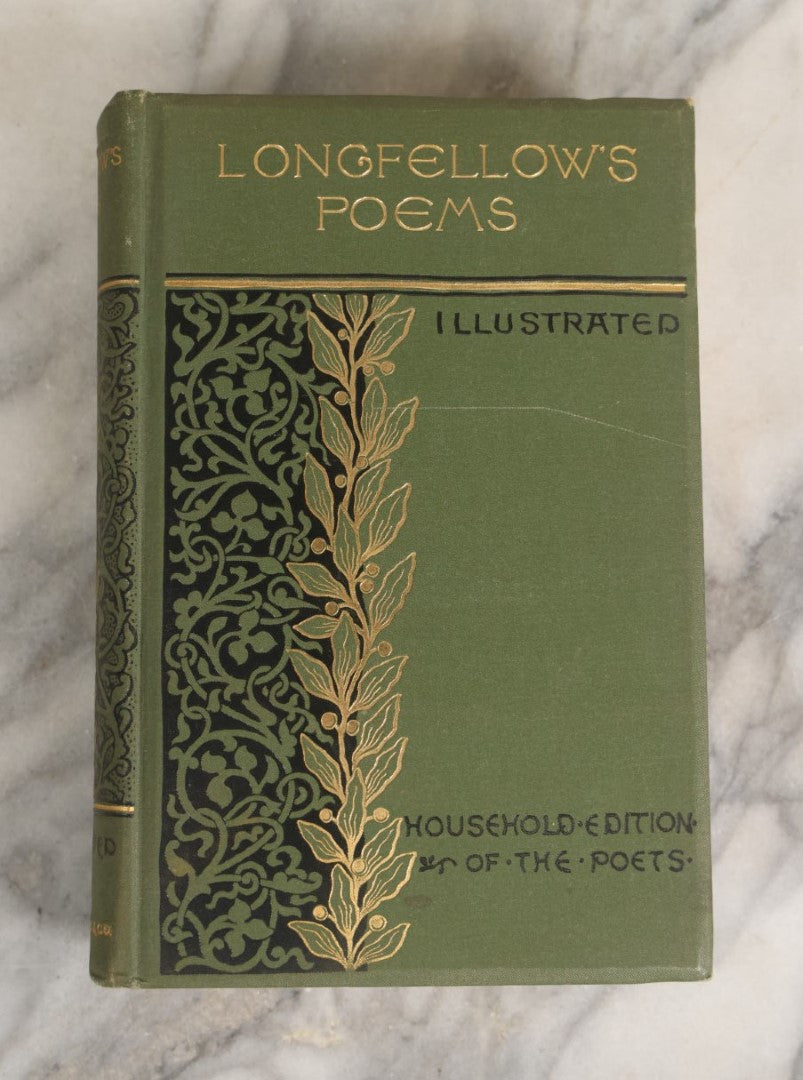 Lot 051 - "The Poetical Works Of Henry Wadsworth Longfellow" Household Edition, Illustrated, Antique Book, Copyright 1883 By Houghton, Mifflin, & Co., Cambridge, Massachusetts