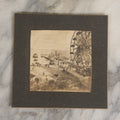 Lot 059 - Small Antique Boarded Photo Of A Boardwalk Amusement Park On The Coast With Ferris Wheel