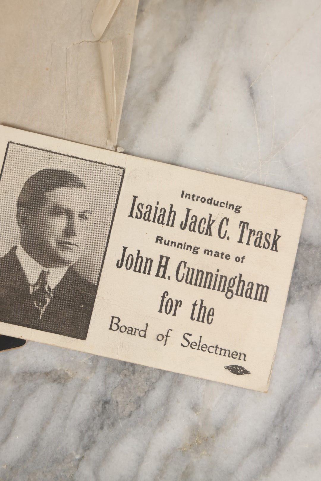 Lot 061 - Three Piece Antique Ephemera Grouping Including Henry G. Trask Memorial Death Cabinet Card, Isaiah Jack C. Trask Political Advertisement Postcard, And Pencil Sketch On Cabinet Card Folder Of Woman