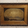 Lot 002 - Antique Painting On Board Of A Mediterranean Coastal Setting, Classical Architecture, In Frame, Note Losses, Heavy Varnish, Wear, 13-1/4" x 10-1/4"