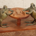 Lot 005 - Vintage Mexican Folk Art Pair Of Taxidermy Frogs Playing Dominoes On A Table