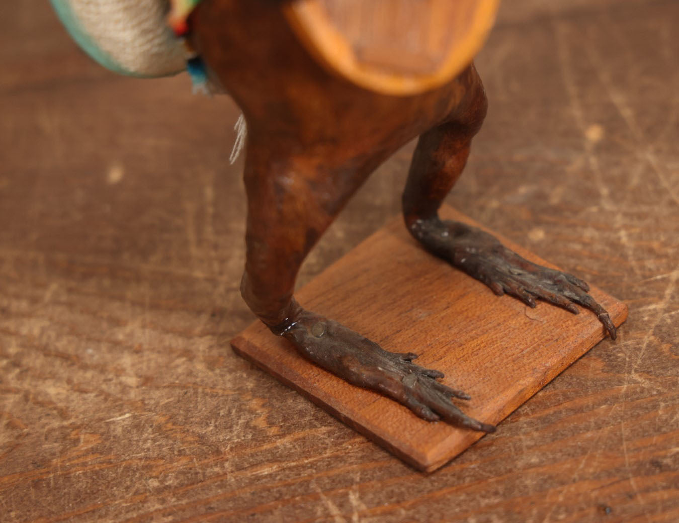 Lot 006 - Vintage Mexican Folk Art Taxidermy Frog Playing Mandolin In Sombrero