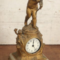 Lot 008 - Antique Decorative Clock With Cast Metal Cupid Figural Statue, By The Jennings Brothers, Bridgeport, Connecticut, Not Functioning