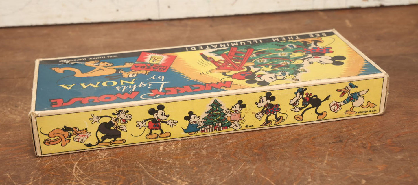 Lot 015 - Mickey Mouse Christmas Lights Set In Box By Noma, Catalogue No. 105, With Mazda Lamps, In Box, Non Working, Circa 1930s