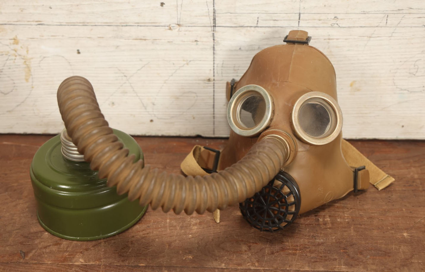 Lot 017 - Vintage Child's Sized Rubber Gas Mask, Various Markings