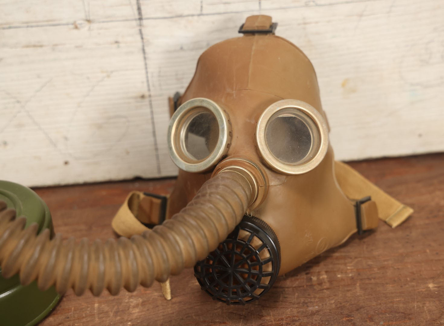 Lot 017 - Vintage Child's Sized Rubber Gas Mask, Various Markings