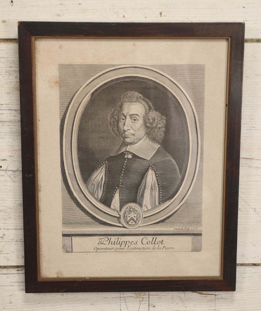 Lot 022 - Antique French Engraving Of Surgeon Phillipes Collot, "Stone Extractor," In Frame, 11" x 13-3/4"