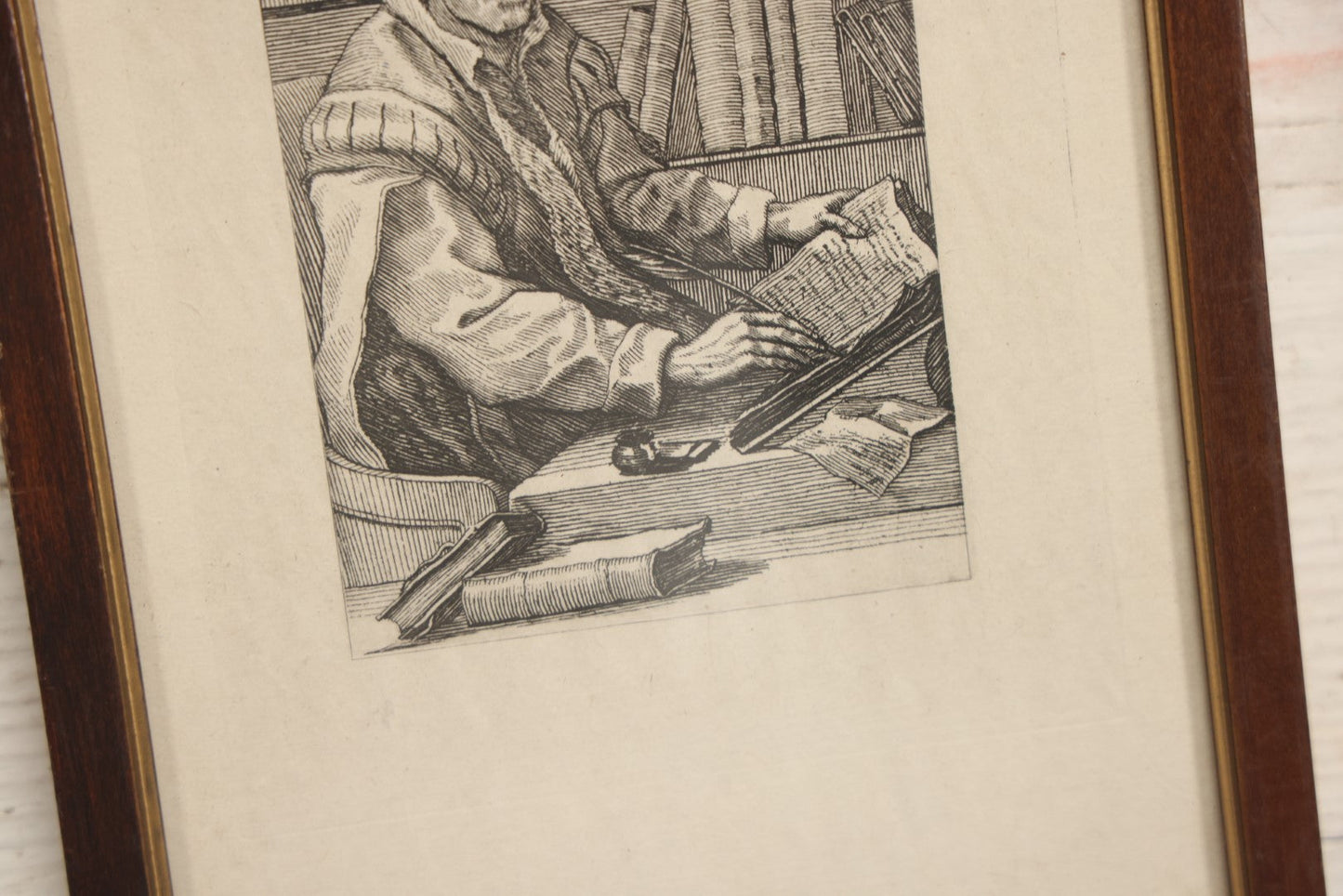 Lot 025 - Antique French Engraving Of Physician And Writer François Rabelais, In Frame, 6-3/4" x 9-1/2"