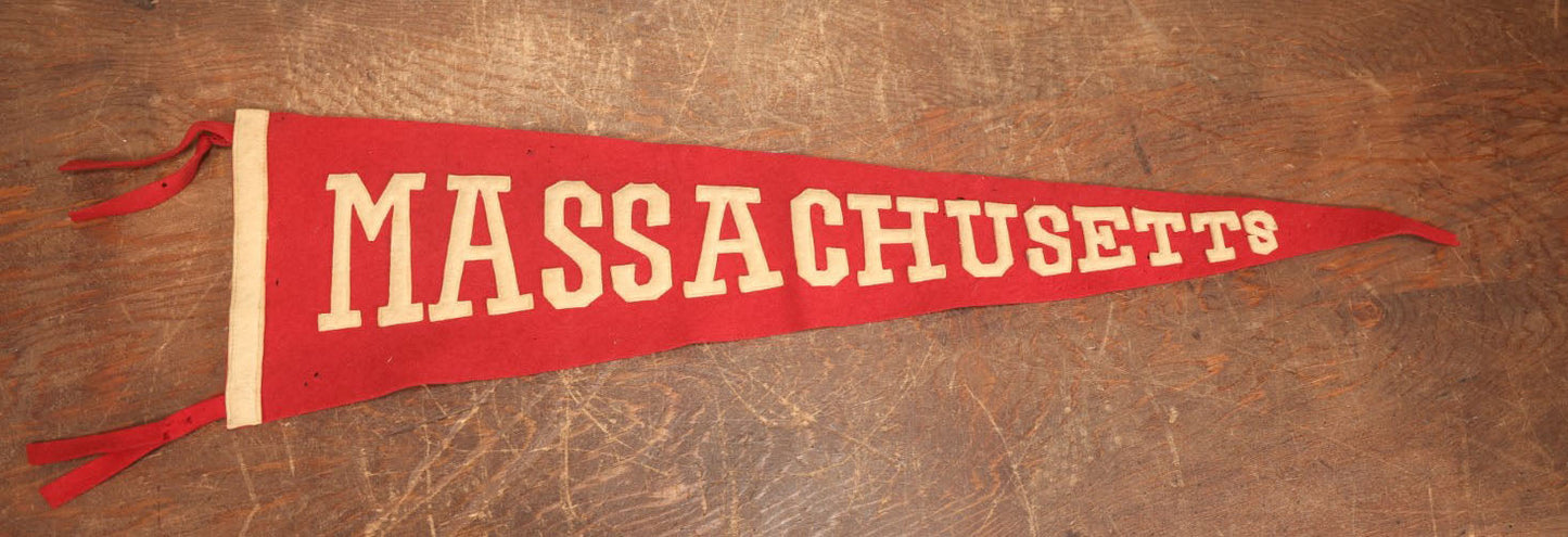 Lot 026 - Vintage 25" Massachusetts State Felt Pennant, A Product Of Green Mountain Studios, White River Junction, Vermont, With Stitched Letters