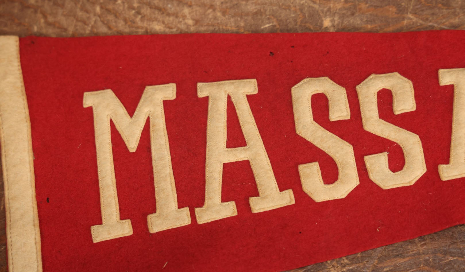 Lot 026 - Vintage 25" Massachusetts State Felt Pennant, A Product Of Green Mountain Studios, White River Junction, Vermont, With Stitched Letters