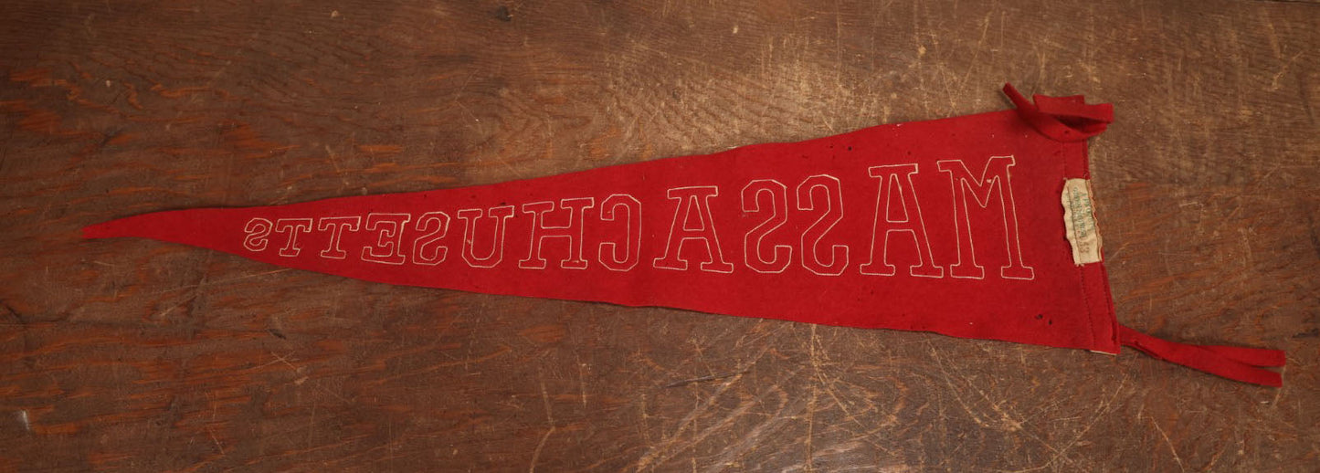 Lot 026 - Vintage 25" Massachusetts State Felt Pennant, A Product Of Green Mountain Studios, White River Junction, Vermont, With Stitched Letters