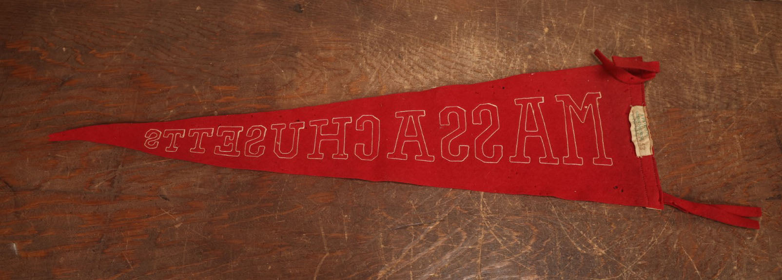 Lot 026 - Vintage 25" Massachusetts State Felt Pennant, A Product Of Green Mountain Studios, White River Junction, Vermont, With Stitched Letters