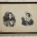 Lot 035 - Antique French Clipping Print Of Authors Alphonse De Lamartine And Lord Byron, In Frame With Double Glass, Lithographed By Junca, Circa 1834