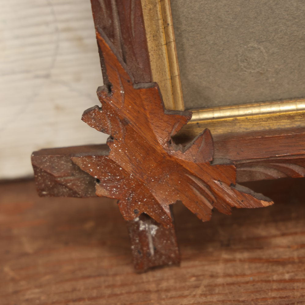 Lot 036 - Antique Boarded Oval Photo Of Two Babies, Likely Twins, In A Carved Oak Leaf Frame